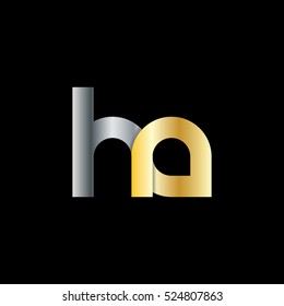 Initial Letter HA Rounded Lowercase Logo Silver Gold