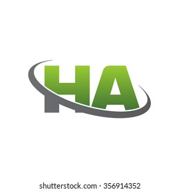 initial letter HA swoosh ring company logo green gray