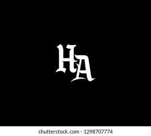 initial letter HA vintage decorative font typeface logo