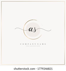 Letra inicial AS logotipo de escritura a mano modelo de plantilla dibujado a mano vector, logotipo para belleza, cosmética, boda, moda y negocios y otros