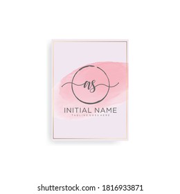 AS Letra inicial logotipo de escritura a mano dibujado con una plantilla de fondo acuarela vector, logotipo para belleza, cosméticos, boda, moda y negocios
