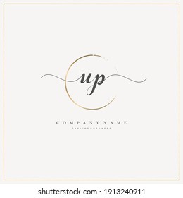 UP Letra inicial logotipo de escritura a mano modelo vector, logotipo para belleza, cosméticos, boda, moda y negocios