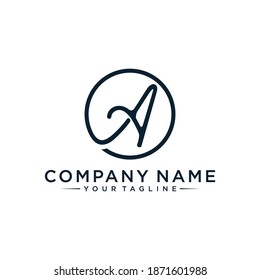 Letra inicial Una plantilla vectorial de logotipo de escritura a mano.