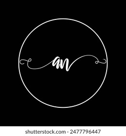 Initial AN letter handwriting monogram simple luxury
