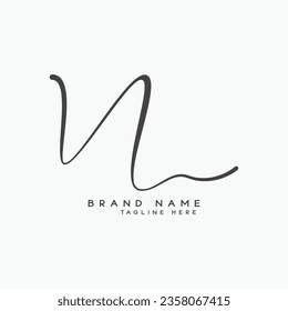 Initial letter handwriting N and signature logo