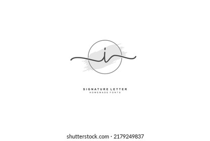 I Initial letter handwriting and  signature logo. A concept with template element.