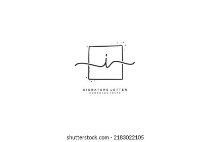 I Initial letter handwriting and  signature logo. A concept with template element.