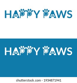 Initial Letter Happy paws  Dog Logo Design Template