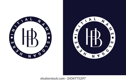 Initial Letter HB or BH Monogram Text Letter Logo Design