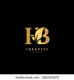 Initial letter HB with leaf logo vector concept element, letter HB logo with organic leaf
