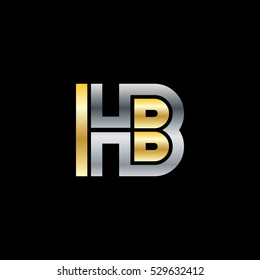 Initial Letter HB Linked Design Logo Gold Silver