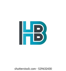 Initial Letter HB Linked Design Logo Black Blue