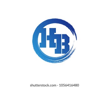 Initial letter HB logo with blue zen brush