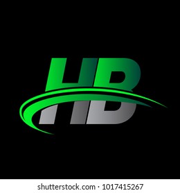 initial letter HB logotype company name colored green and black swoosh design. vector logo for business and company identity.