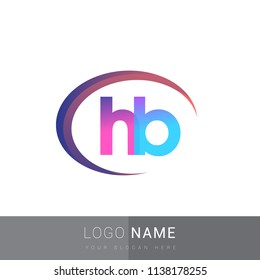initial letter HB logotype company name, coloreful and swoosh design. vector logo for business and company identity.
