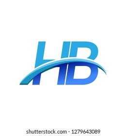 initial letter HB logotype company name colored blue and swoosh design. vector logo for business and company identity.