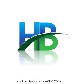 initial letter HB logotype company name colored blue and green swoosh design. vector logo for business and company identity.
