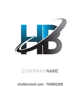 initial letter HB logotype company name colored blue and grey swoosh design. logo design for business and company identity.
