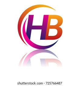 initial letter HB logotype company name orange and magenta color on circle and swoosh design. vector logo for business and company identity.