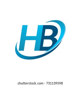 initial letter HB logotype company name colored blue swoosh design concept. vector logo for business and company identity.