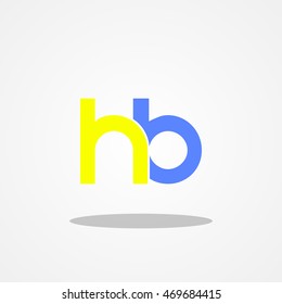 Initial letter HB lowercase logo design template yellow blue