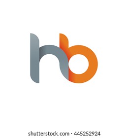 initial letter hb modern linked circle round lowercase logo orange gray