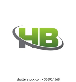 initial letter HB swoosh ring company logo green gray
