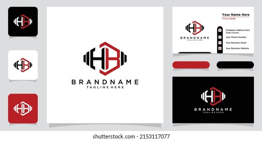 Initial Letter HB typography logo design vector with business card design