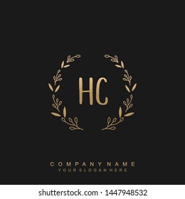 Initial letter HC beautiful handwriting logo vector template