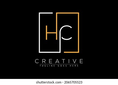 Initial letter hc, ch, c, h elegant and luxury Initial with Rectangular frame minimal monogram logo design vector template