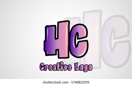 Letra inicial HC CH H C logotipo de arte minimalista vector
