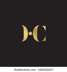 Initial letter hc h c  uppercase modern logo design template elements. Gold letter Isolated on black  background. Suitable for business, consulting group company.