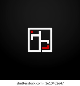 Initial letter HC linked square logo white and red color. Corporate identity design template element. Industry, finance, bank logotype. Square group, technology interaction, network integrate concept.