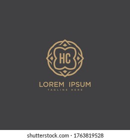 Initial letter HC logo icon design. Luxury jewelry frame gem edge logotype. Print monogram initials stamp sign symbol