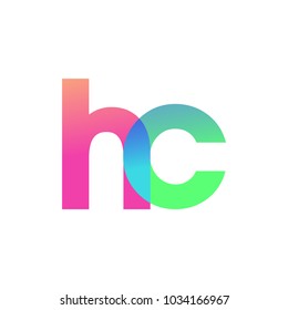 Initial Letter HC Lowercase Logo green, pink and Blue, Modern and Simple Logo Design.