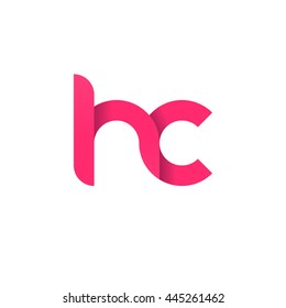initial letter hc modern linked circle round lowercase logo pink