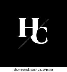Initial Letter HC Monogram Sliced. Logo template isolated on black background