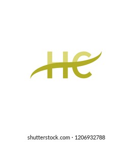 Initial letter HC, overlapping movement swoosh logo, green color on white background