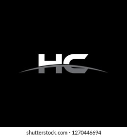 Initial letter HC overlapping movement swoosh horizon logo vector for logo company isolated in black background