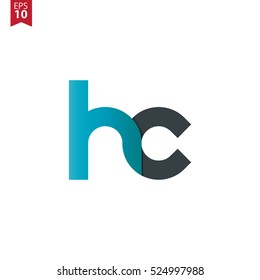Initial Letter HC Rounded Lowercase Logo Blue Black