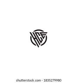 Initial letter HCE triangle simple modern logo vector