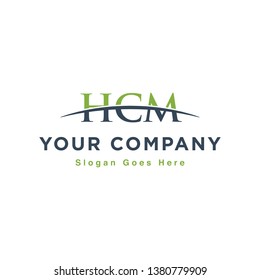 Initial letter HCM, overlapping movement swoosh horizon logo design inspiration in green and gray color vector