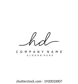 Initial letter HD calligraphy handwritten logo. Handwritten alphabet in the logo template. Letters and Alphabet for your logo design.