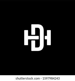 Initial letter HD or DH logo template with cut line art icon in flat design monogram illustration