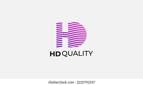 Plantilla de vector de diseño de logotipo HD o DH de letra inicial