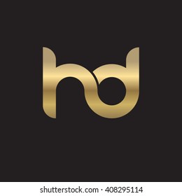 initial letter hd linked circle lowercase logo gold black background