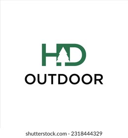  initial letter HD logo with green pine tree vector logo for outdoor template