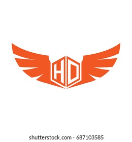 Initial Letter HD Logo, Hexagonal Shape with Wings Icon