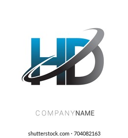 initial letter HD logotype company name colored blue and grey swoosh design. logo design for business and company identity.