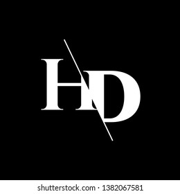 Initial Letter HD Monogram Sliced. Modern logo template isolated on black background